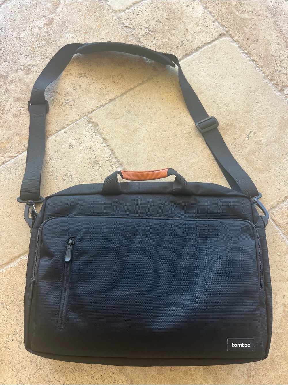 tomtoc Black Laptop Briefcase with Padded Shoulder Strap